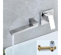 Bathroom Separate Basin Faucet Gold/Black/Chrome Hot and Cold Water Mixer Tap Double Hole Single Handle Brass Bathtub(Chrome 1)