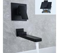 Bathroom Separate Basin Faucet Gold/Black/Chrome Hot and Cold Water Mixer Tap Double Hole Single Handle Brass Bathtub Faucet(Black 2)