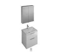 Bathroom Set Burgbad Eqio 1-hole washbasin, 2-drawer cabinet, 2-door bathroom cabinet 650mm Customisable Lacquered SFAN065-PN648