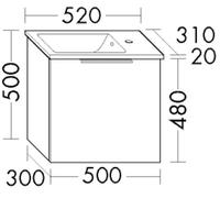 Bathroom Set Burgbad Eqio Wash-hand basin, 1 drawer unit 520x500mm Customisable Lacquered SGZJ052-PN648