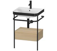 Bathroom Set Duravit Happy D.2 Plus 1-hole washbasin, c-bonded metal console, 1 drawer 575mm Mediterranean Oak HP4740O7171