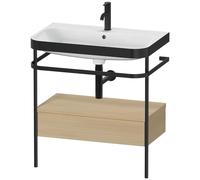 Bathroom Set Duravit Happy D.2 Plus 1-hole washbasin, c-bonded metal console, 1 drawer 775mm Mediterranean Oak HP4742O7171