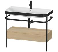Bathroom Set Duravit Happy D.2 Plus 1-hole washbasin, c-bonded metal console, 1 drawer 975mm Mediterranean Oak HP4743O7171