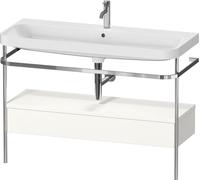 Bathroom Set Duravit Happy D.2 Plus 1-hole washbasin, Metal console, 1 drawer 1175mm White high gloss HP4844O22220000