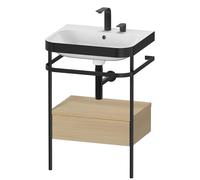 Bathroom Set Duravit Happy D.2 Plus 2-hole washbasin, c-bonded metal console, 1 drawer 575mm Mediterranean Oak HP4740E7171