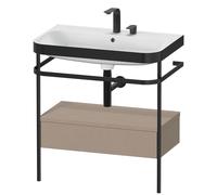 Bathroom Set Duravit Happy D.2 Plus 2-hole washbasin, c-bonded metal console, 1 drawer 775mm Linen Matt HP4742E7575