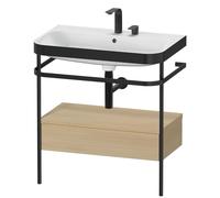 Bathroom Set Duravit Happy D.2 Plus 2-hole washbasin, c-bonded metal console, 1 drawer 775mm Mediterranean Oak HP4742E7171