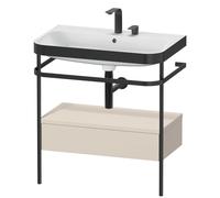 Bathroom Set Duravit Happy D.2 Plus 2-hole washbasin, c-bonded metal console, 1 drawer 775mm Taupe Super Mat HP4742E8383