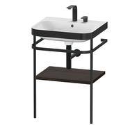 Bathroom Set Duravit Happy D.2 Plus 2-hole washbasin, c-bonded metal console, 1 shelf 575mm Brushed Walnut HP4735E6969