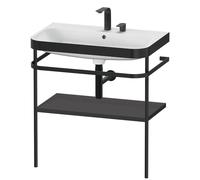 Bathroom Set Duravit Happy D.2 Plus 2-hole washbasin, c-bonded metal console, 1 shelf 775mm Graphite Super Mat HP4737E8080