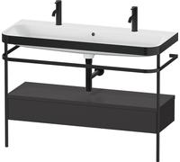 Bathroom Set Duravit Happy D.2 Plus Double washbasin, c-bonded metal console, 1 drawer 1175mm Graphite Super Mat HP4764O80800000