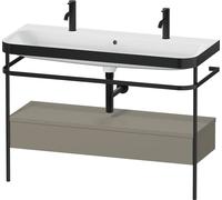 Bathroom Set Duravit Happy D.2 Plus Double washbasin, c-bonded metal console, 1 drawer 1175mm Satin Stone Grey HP4764O92920000