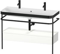 Bathroom Set Duravit Happy D.2 Plus Double washbasin, c-bonded metal console, 1 drawer 1175mm Satin White HP4764O36360000