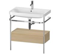 Bathroom Set Duravit Happy D.2 Plus Washbasin 1 hole, Metal console 1 drawer 775mm Mediterranean Oak HP4842O7171
