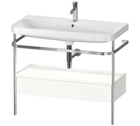 Bathroom Set Duravit Happy D.2 Plus Washbasin 1 hole, Metal console 1 drawer 975mm Satin White HP4843O3636