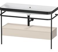 Bathroom Set Duravit Happy D.2 Plus Washbasin, c-bonded metal console, 1 drawer 1175mm Taupe Super Mat HP4744N83830000