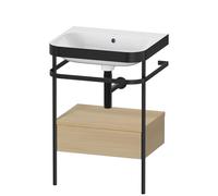 Bathroom Set Duravit Happy D.2 Plus Washbasin, c-bonded metal console, 1 drawer 575mm Mediterranean Oak HP4740N7171
