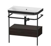 Bathroom Set Duravit Happy D.2 Plus Washbasin, c-bonded metal console, 1 drawer 775mm Brushed Walnut HP4742N6969