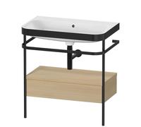 Bathroom Set Duravit Happy D.2 Plus Washbasin, c-bonded metal console, 1 drawer 775mm Mediterranean Oak HP4742N7171