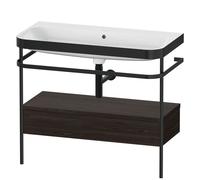 Bathroom Set Duravit Happy D.2 Plus Washbasin, c-bonded metal console, 1 drawer 975mm Brushed Walnut HP4743N6969