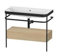 Bathroom Set Duravit Happy D.2 Plus Washbasin, c-bonded metal console, 1 drawer 975mm Mediterranean Oak HP4743N7171