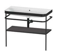 Bathroom Set Duravit Happy D.2 Plus Washbasin, c-bonded metal console, 1 shelf 975mm Graphite Super Mat HP4738N8080