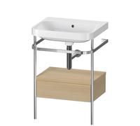 Bathroom Set Duravit Happy D.2 Plus Washbasin, Metal console 1 drawer 575mm Mediterranean Oak HP4840N7171