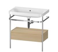 Bathroom Set Duravit Happy D.2 Plus Washbasin, Metal console 1 drawer 775mm Mediterranean Oak HP4842N7171