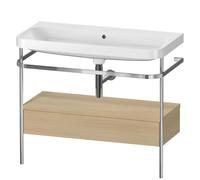 Bathroom Set Duravit Happy D.2 Plus Washbasin, Metal console 1 drawer 975mm Mediterranean Oak HP4843N7171