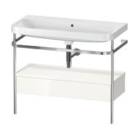 Bathroom Set Duravit Happy D.2 Plus Washbasin, Metal console 1 drawer 975mm White high gloss HP4843N2222