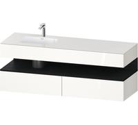 Bathroom Set Duravit Qatego 1-hole washbasin left, 2 drawers, 1 illuminated niche 1600mm Black Oak Matt/White high gloss QA4795016220010