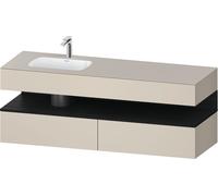 Bathroom Set Duravit Qatego 1-hole washbasin left, 2 drawers, 1 illuminated niche 1600mm Black Oak Matt/Taupe Super Matt QA4795016830010