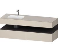 Bathroom Set Duravit Qatego 1-hole washbasin left, 2 drawers, 1 illuminated niche 1600mm Graphite Super Mat/Taupe Super Matt QA4795080830010