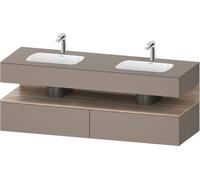 Bathroom Set Duravit Qatego 2 washbasins, 2 drawers, 1 illuminated niche 1600mm Marbled oak matt/Basalt Matt QA4797055430010