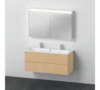 Bathroom Set Duravit XBase Double washbasin with vanity unit and mirror cabinet 1230mm Walnut Dark