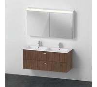 Bathroom Set Duravit XBase Double washbasin with vanity unit and mirror cabinet 1300mm Natural Oak