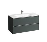 Bathroom Set Laufen PALACE Washbasin, vanity unit, 2 drawers, 1 hole, aluminium handles 985x530mm Traffic Grey