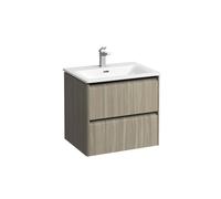Bathroom Set Laufen PALACE Washbasin, vanity unit, 2 drawers, 1 hole, black handles 600x545mm Bright Elm