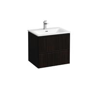 Bathroom Set Laufen PALACE Washbasin, vanity unit, 2 drawers, 1 hole, black handles 600x545mm Dark Elm