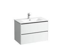 Bathroom Set Laufen PALACE Washbasin, vanity unit, 2 drawers, 1 hole, black handles 800x545mm RAL