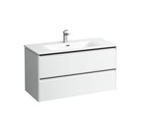 Bathroom Set Laufen PALACE Washbasin, vanity unit, 2 drawers, 1 hole, black handles 985x530mm RAL