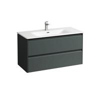 Bathroom Set Laufen PALACE Washbasin, vanity unit, 2 drawers, 1 hole, black handles 985x530mm Traffic Grey