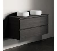 Bathroom Set Riho Spring Tablet for Double Washbasin, 2 drawers 1200x460mm Charred Black