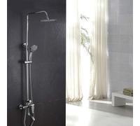 Bathroom Set Stainless Steel Brass Chrome 8" Wall Mounted Faucet Head Water Saving Nozzle Aerator Cold and Shower with Mixer