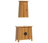 vidaXL Bathroom Set Wooden Vanity Unit Cabinet Mirror 5 Pieces Solid Pinewood