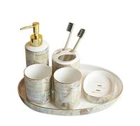 Bathroom Sets,Dispenser 6Pcs Ceramic Bathroom Accessory Set Soap Dispenser Dish Mouthwash Cup Toothbrush Holder Toiletries Apartment