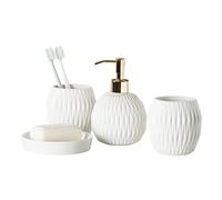 Bathroom Sets,Dispenser Ceramic Bathroom Accessories Set Includes Soap Lotion Dispenser Pump Soap Dish Apartment(White,4 pieces)
