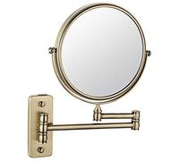 Bathroom Shaving Mirror Wall Mounted 5X Magnification + Normal 6-Inch Double-sided Round Vanity Mirror Swivel, Extendable and Chrome Finished (Antique Bronze 1X/5X)