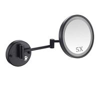Bathroom Shaving Mirror Wall Mounted LED Illuminated Makeup Mirror with 1X 5X Magnifying Concealed Install Touch Sn Folding Vanity Lamp Chrome