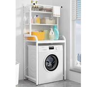 Bathroom Shelf 3 Tier Washing Machine Top Shelf White Storage Rack for Laundry & Balcony Multi Purpose Space Saving Unit Above Toilet & Dryer Storage Solution